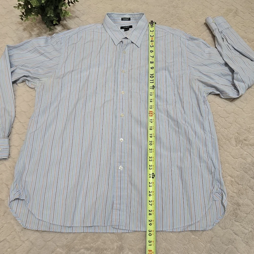 J. Crew Blue Multicolor Stripe 2-Ply Cotton Collared Dress Shirt, Size XL